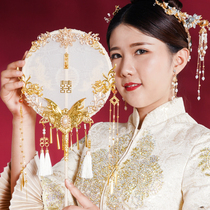 Original show Wo Xi fan Chinese style bridal wedding group fan Ancient style high-end finished double-sided diy material bag