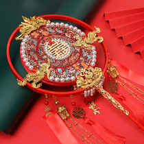 Chinese style Group fan wedding bride ancient wind married but fan long handle court Xiuhe Xi fan finished diy material bag