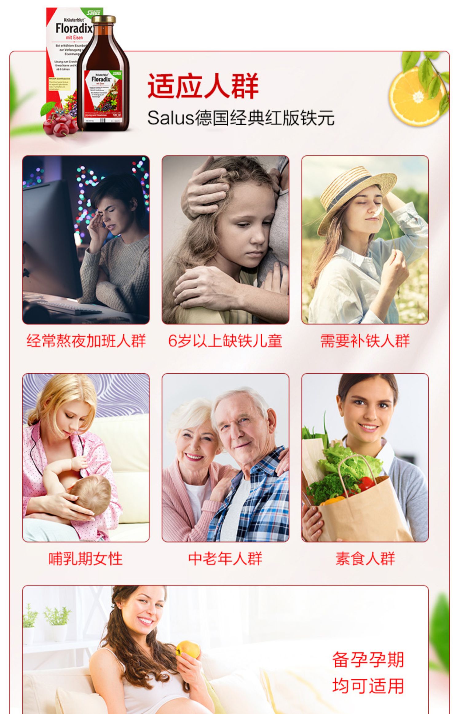 Floradix德国铁元孕妇孕期补铁剂2瓶