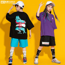 Children model walking show Costume Boy Street Dance Hip Hop Loose Suit Cool Girl Xia Han Version Jazz Dance Suit
