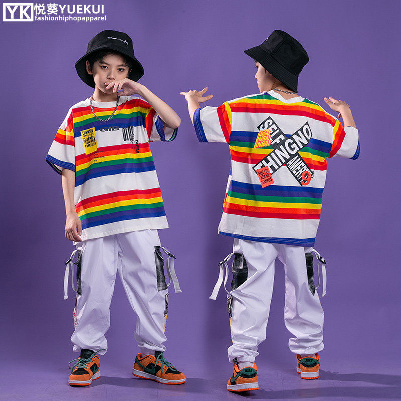 Children Hip Hop Street Dance Out of Summer Personality Hiphop Cool Walking Show Suit Boy Loose Cool Rack Subdrummer
