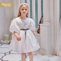 Jallinda silk girls spring dress 2022 new round collar dress and dress foreign air child girl Princess CUHK Fairy Skirt