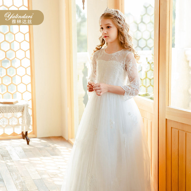 Yalinda silk flower girl wedding little girl dress 2022 Xiayang style princess dress piano performance catwalk evening dress