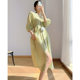 French style waist tencel first love tea break skirt summer thin section cold wind women's high-end puff sleeve dress