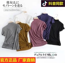 Hangzhou Kdale cotton and linen womens tremolo with 1366 solid color elastic short sleeve T-shirt 140 wearing Modai