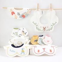 ins Korean version pure cotton baby saliva towel rotatable baby summer small bib childrens anti-vomiting bib waterproof