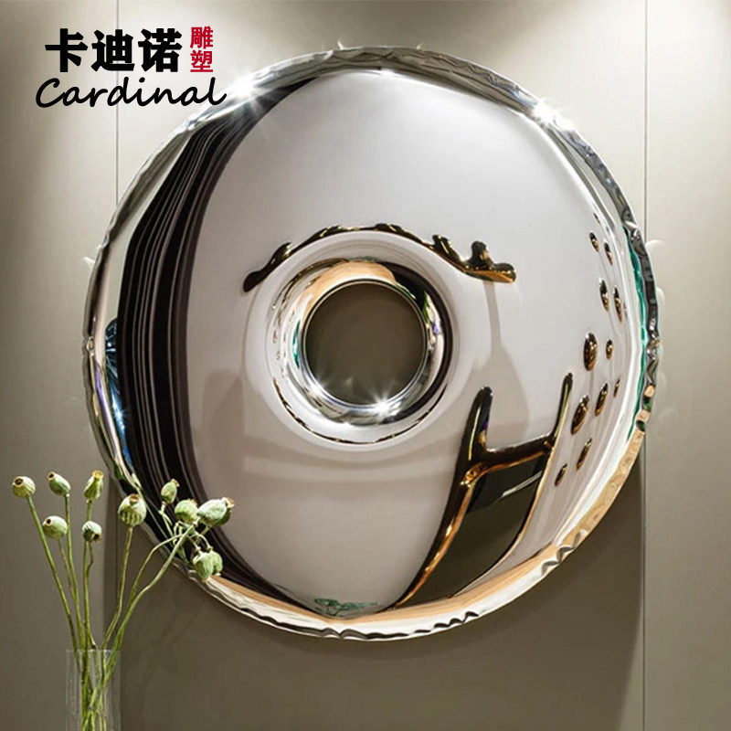 Modern luxury stainless steel donut round wall decoration decoration dining room living room sofa background wall decoration decoration