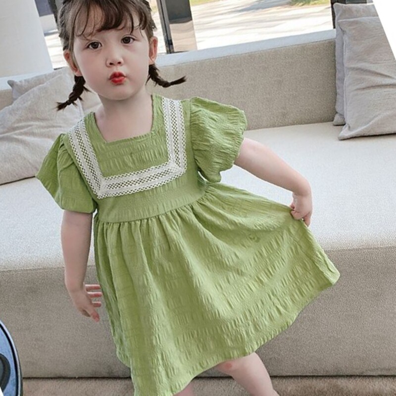 Girls dress summer 2020 new female baby foreign style skirt children bubble sleeve skirt little girl summer wear
