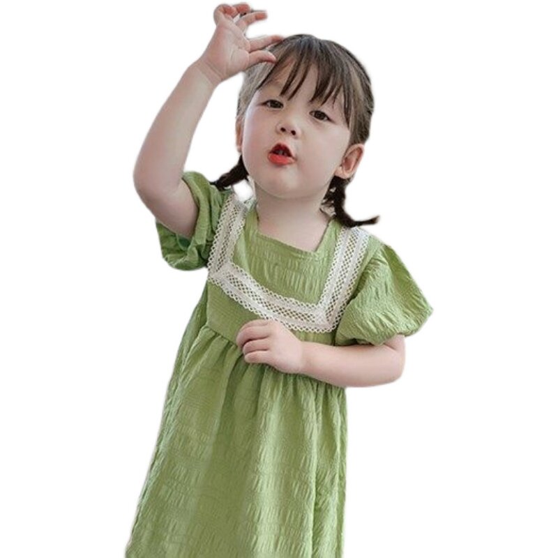 Girls dress summer 2020 new female baby foreign style skirt children bubble sleeve skirt little girl summer wear
