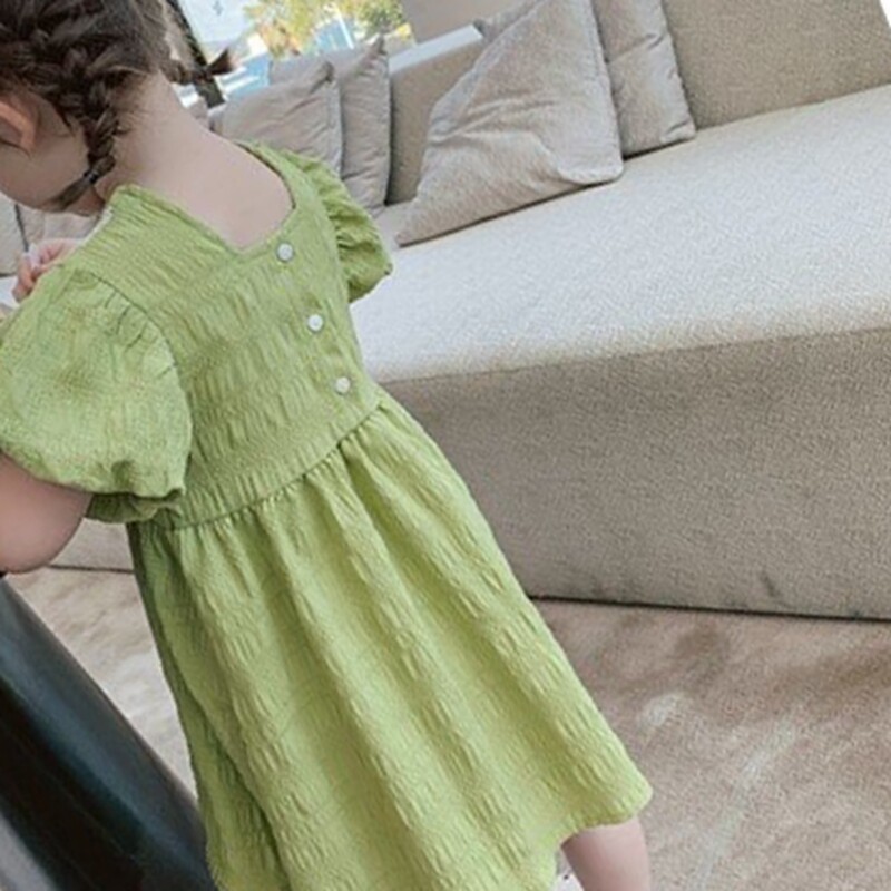 Girls dress summer 2020 new female baby foreign style skirt children bubble sleeve skirt little girl summer wear