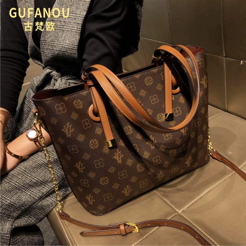 Gufanou Official Light Luxury Women's Bag 2026 New Vintage Large Capacity Fashion Tote Bag Textured Shoulder Bag Versatile
