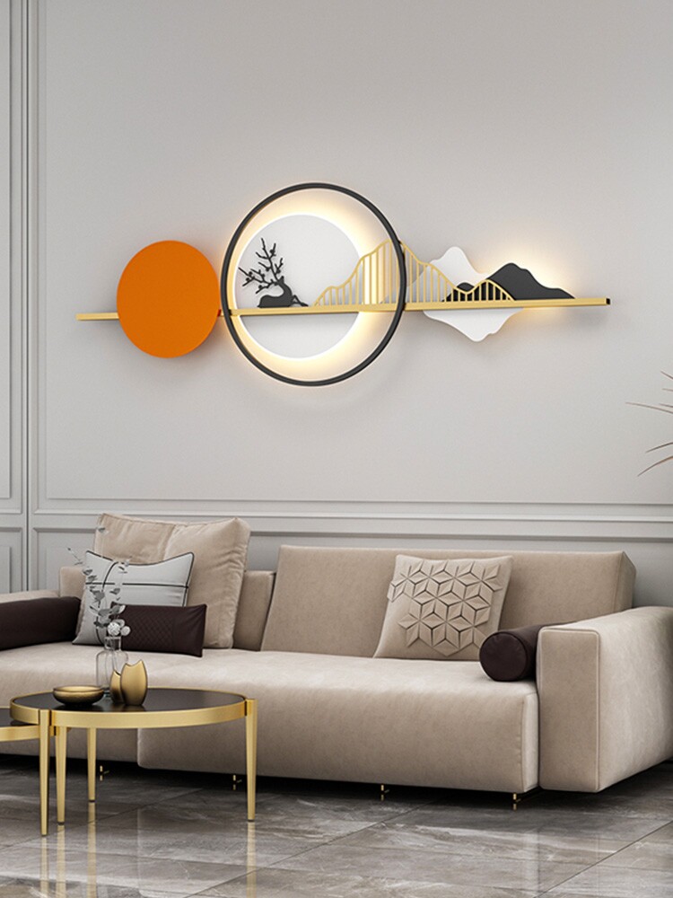 Round new bedside lamp bedroom sofa background wall lamp new Chinese wall lamp living room decoration wall lamp wall lamp