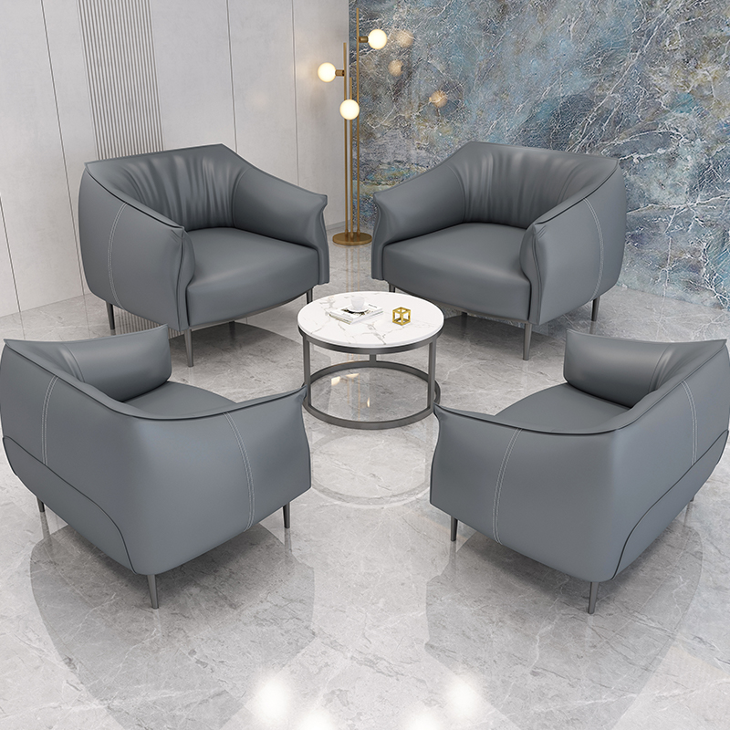 Single high-end leather sofa business reception reception area leisure room negotiation office sofa coffee table combination