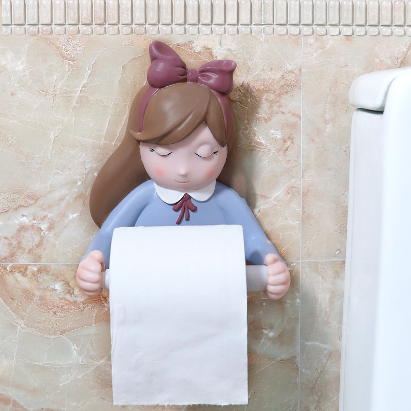 Creative roll roll cartoon cute bathroom with punch wall-free toilet toilet tissue box shelves