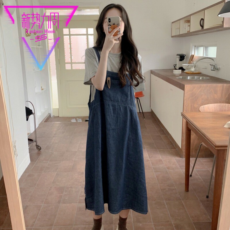 Pregnancy Woman Dress 2021 New Spring Autumn Dress Summer Suit Fashion style Summer Clothing Online Red Short Sleeve Denim Cuddling Bag Skirt two sets