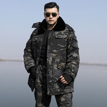 Northeast Army cotton coat mens thickened camouflage security ground service cold storage cold-proof clothing mid-length large padded jacket womens windbreaker