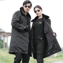 Large size military cotton coat mens thickened mid-length northeast security winter womens labor protection black heavy-duty cold-proof clothing