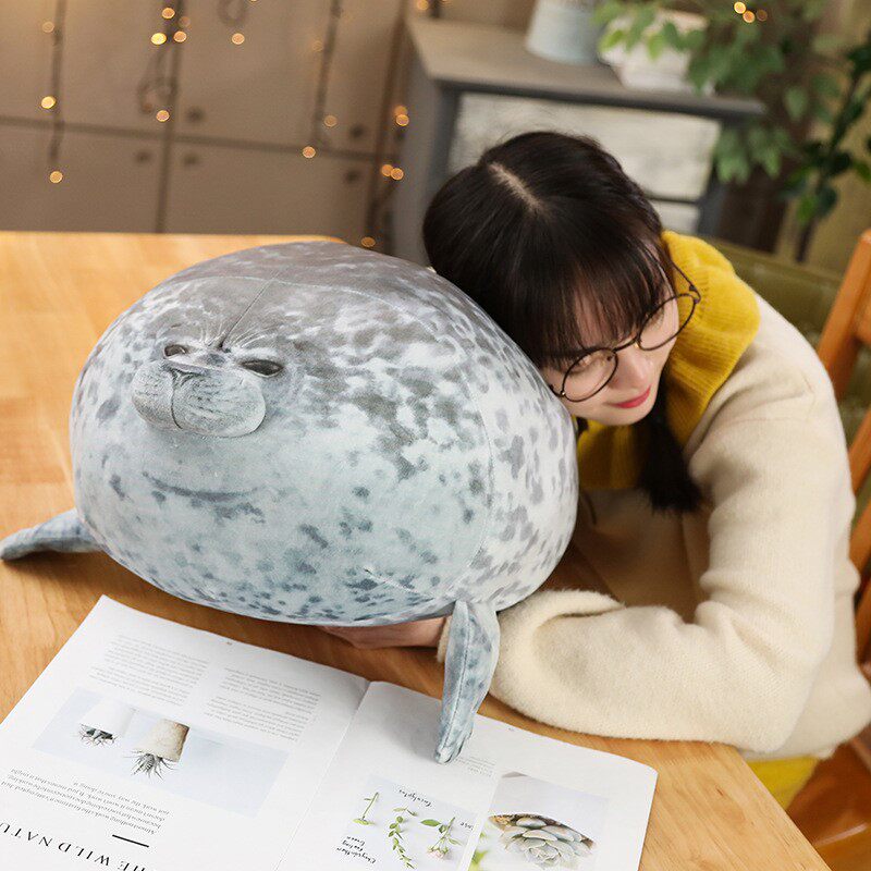 Salted fish hug emulation Seal cuddles Pillow Small Seal Paparazzi Round Rolling Sea Dog Hair Suede Toy Sea Swimming Pool Leaning Pillow Soft Cute