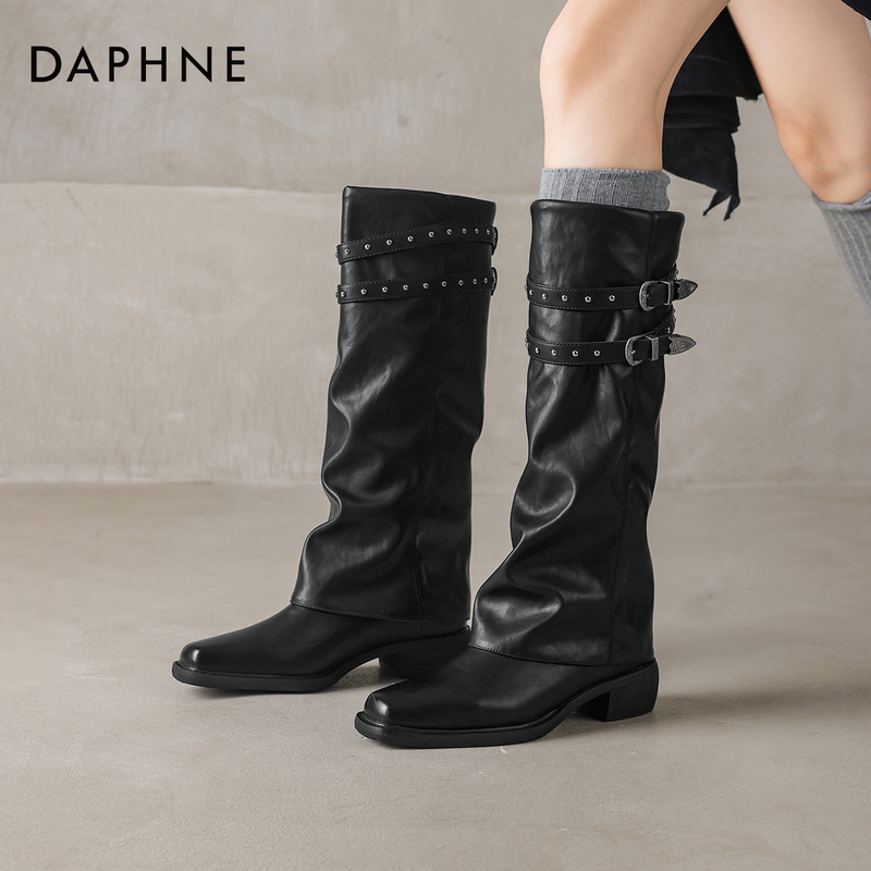 Daphne Black Boots Women's Riding Boots Pointed Toe Trouser Boots 2026 New Western Cowboy Summer High Heels Daphne Black Boots Women's Riding Boots Pointed Toe Trouser Boots 2026 New Western Cowboy Summer High Heels