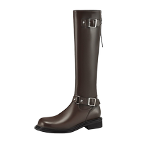 Daphne boots for women autumn and winter 2024 new brown boots Maillard boots flat high knight boots