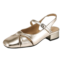 Daphne Silver Sandals Womens 2024 New Outerwear Low Heel Baotou Sandals Womens Genuine Leather Shoes Womens Summer Style