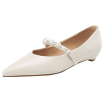 Daphne genuine leather silver shoes for women 2024 new summer pointed toe Mary Jane small leather shoes womens shoes shallow mouth scoop shoes