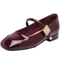 Daphne Mary Jane shoes womens 2024 new wedding shoes flat shallow mouth single shoes French evening style red small leather shoes