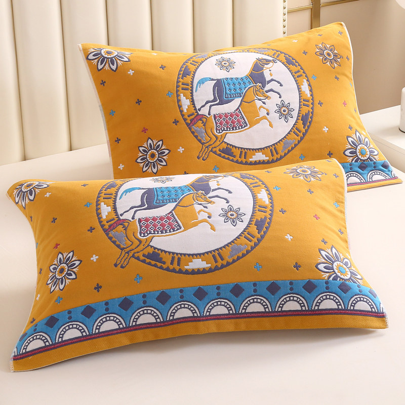 European-style cotton gauze pillow towel household cotton high-grade anti-mite pillow towel men's non-slip does not fall off net red pair