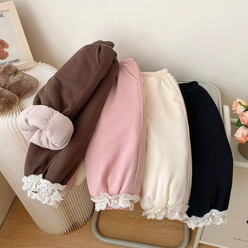 Girl Cotton Pants Autumn Winter Plus Women's Baby One Over Winter Pants Thick Gush Children Outside Wearing Warm Sports Sweatpants-Taobao