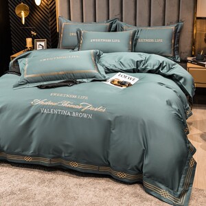 Five-Star Hotel Pure Cotton Four-Piece Set 100% Cotton Bed Sheet Duvet Cover 1.5/1.8m Double Duvet Cover Bedding