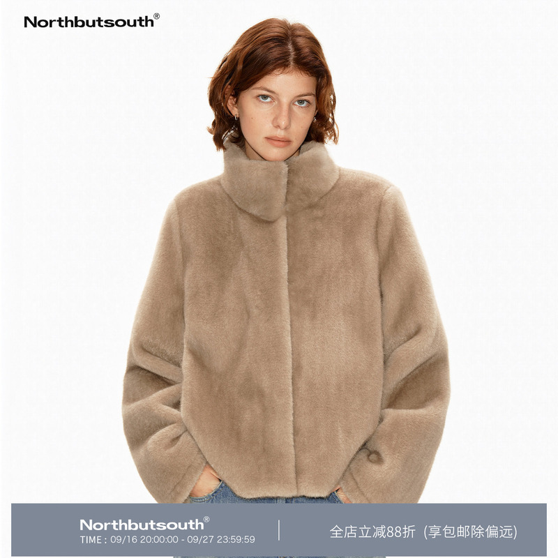 Northbutsouth Stand-Up Collar Short Faux Fur Jacket Northbutsouth Stand-Up Collar Short Faux Fur Jacket