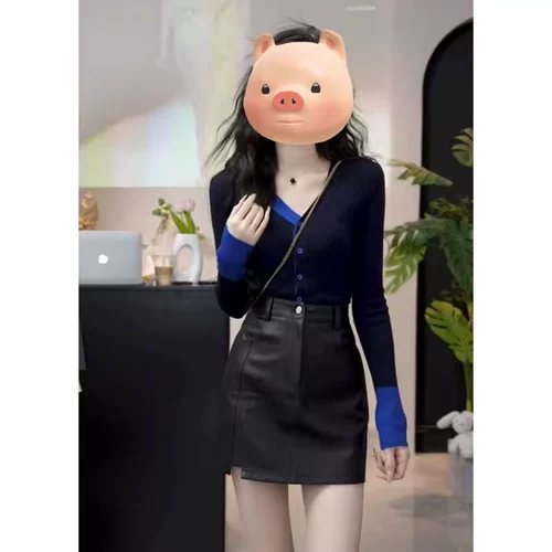 Лонгслив, весенний кардиган, приталенный приятный телу свитер, V-образный вырез