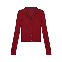 Красный [осень популярный стиль/базовая рубашка для женщин весна и осень/корейская атмосфера/женская базовая рубашка 2024 Новый стиль/базовая рубашка с длинными рукавами для осень/начало осени/начало осени/базовой рубашки для женского нижнего белья.