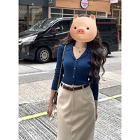 Синий [осенний новый топ для женщин/уникальные красивые топы/ранняя осень Новый стиль/Рубашка для женщин 2024 Новый стиль/ленивый стиль ранняя осенняя одежда в стиле Han в осень/раннюю осенню