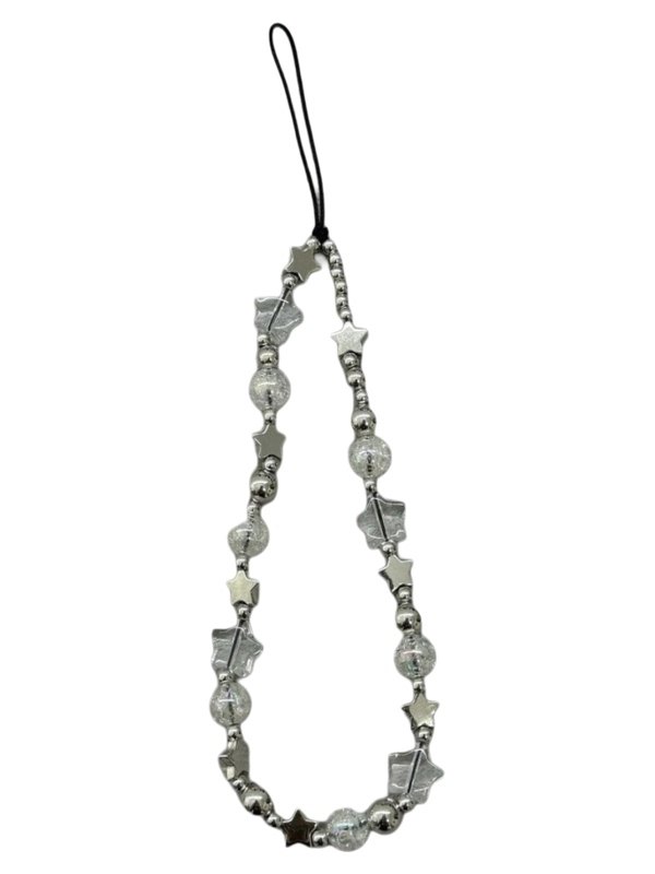 Electroplated Silver Star Phone Chain New Short Lanyard Camera Strap Women's Accessory High-End Pendant Anti-Drop Decoration