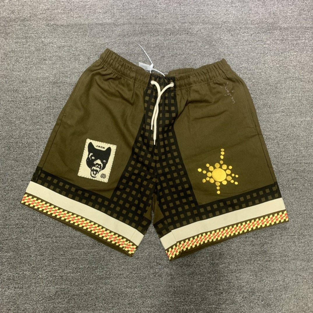 Travis Scott Cactus Jack Running Wild Shorts男女休閒運動短褲-淘寶