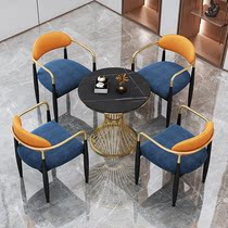 Nordic Rockboard Small Round Table One Table Four Chairs Coffee Hall Milk Tea Shop In Talks Table And Chairs Combined Casual guests table and chairs