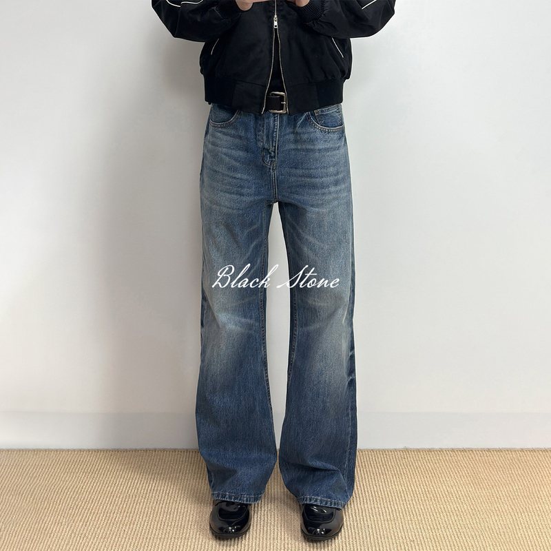 Black Stone River 646 Flared Jeans Spring/Summer Vintage Versatile Washed Blue Pants Men's Wide-Leg Versatile Long Pants Black Stone River 646 Flared Jeans Spring/Summer Vintage Versatile Washed Blue Pants Men's Wide-Leg Versatile Long Pants