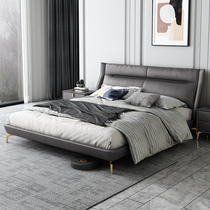 Tech Cloth Bed Free of light and luxurious main bedroom with high box bed 1 8 m 1 5m box containing modern minimalist soft-covered wedding bed