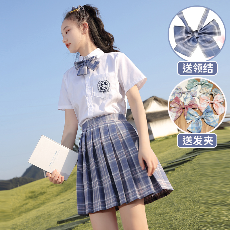 Girls set jk uniform skirt genuine 10 elementary school students 12 years old girls summer dress girls big boys summer college style school uniform