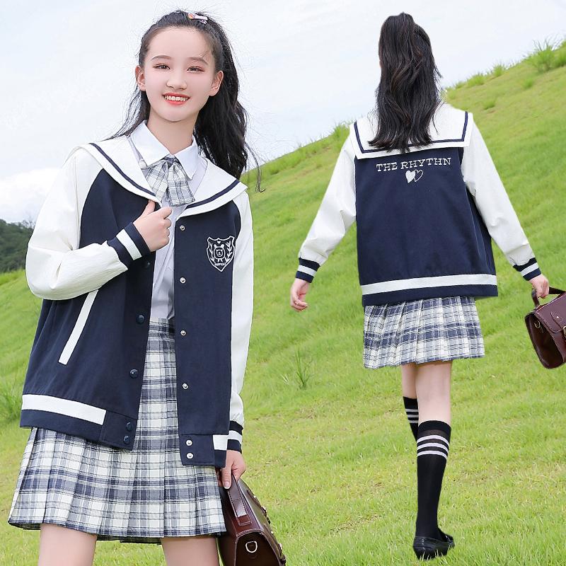 Girl Jk Uniform Jacket Foreign Pie Trendy Spring Autumn Money Children Jacket 2022 New Ladies Great Boy Spring Dress Baseball Suit