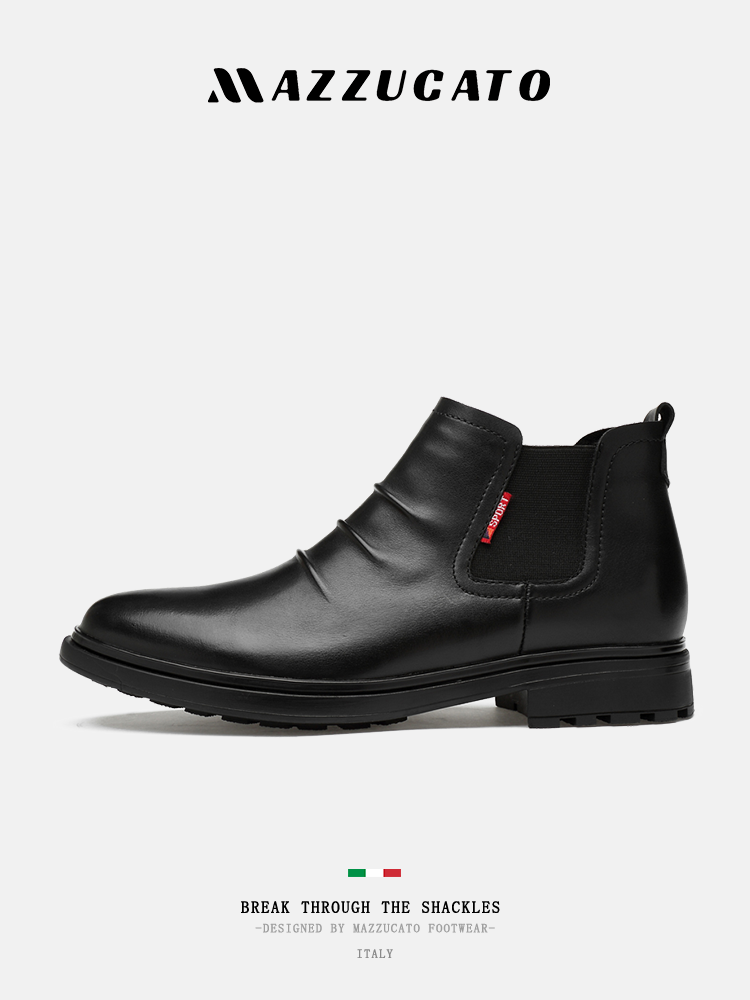 MAZZUCATO MARTIN BOOTS MENS HIGH-TOP COTTON SHOES CHELSEA BOOTS MENS COWHIDE PLATFORM HEIGHTENED MENS BOOTS