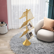 Danish Designer Medieval Magazine Racks Landing small Light Extravagant Grid Bookshelves Shelves of Books and Books