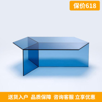 Danish designers ALD Nordic postmodern hexagonal tea table extremely minimalist light lavish and transparent acrylic edge a few