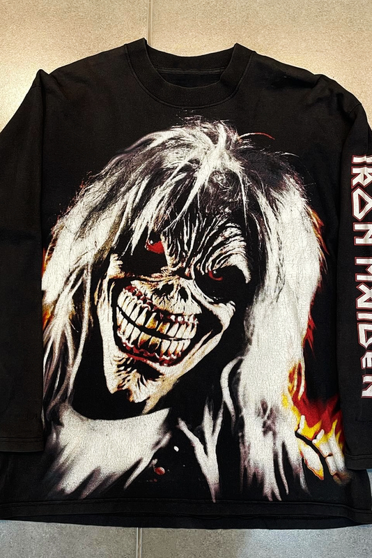 Iron Maiden Rock Black Iron Maiden Band Gold Clock Skull Trendy High Street Casual Long-Sleeve T-Shirt