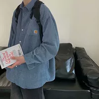 Синяя вельветовая рубашка