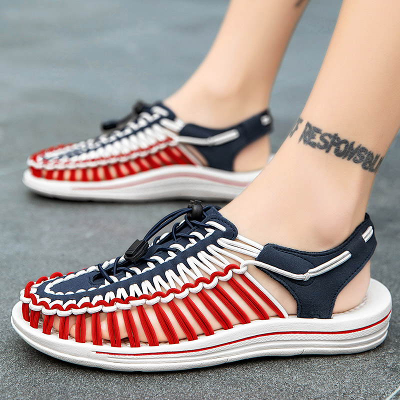 2021 sandals men and women hand-woven summer breathable net red tide shoes non-slip leisure sports couple beach shoes