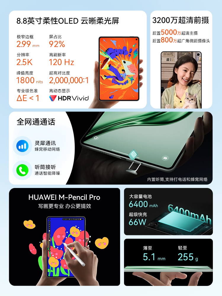 [88Vip Additional Discount of 200]Huawei Tablet Matepad Mini 8.8-Inch 2025 New Model with Sim Card Slot for Calls, Suitable for Students, Gaming, Light Office Work, 115S Official Flagship Store