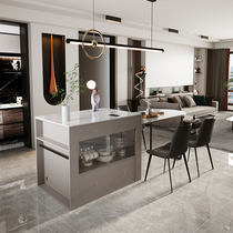 Modern rock slate island table integrated multi-functional retractable open simple western kitchen countertop cooking bar