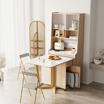 Nordic solid wood rock slab multi-functional folding table retractable sideboard table integrated small apartment restaurant home